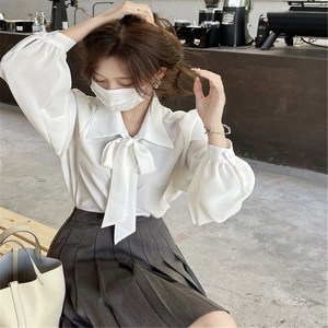 쪼미니 여성 리본 타이 블라우스 오피스룩 하객룩 셔츠