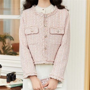 besteffie 트위드자켓 봄 여성용 라운드넥 프리미엄 여성 트위드 자켓 하객룩 트위드자켓 캐주얼 가디건 E15