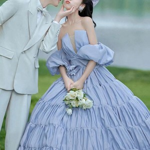 아트박스/교복몰 교복몰 스카이블루 플라워퍼프 웨딩촬영