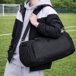 아이언필드 신발 분리수납 방수 대용량 스포츠 더플백, 블랙, 1개