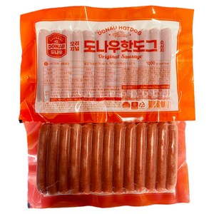 [먹고사는이야기] 도나우 핫도그소시지 오리지널 1kg 핫도그용 소세지, 1kg, 10개