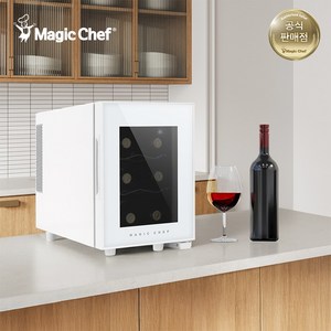 [공식판매] 매직쉐프 미니 와인냉장고 6병 와인셀러 화이트에디션 저소음 무진동 와인거치대 반도체 냉각, MEW-6DW, 화이트에디션