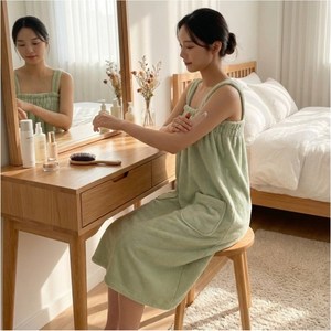 여성 샤워가운 목욕가운, 그린, 1개