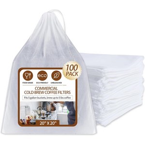 5갤런 버킷용 상업용 콜드 브루 커피 필터 100개 20인치 X 일회용 최대 5파운드 커피를 추출할 수 있는 드로우스트링 포함