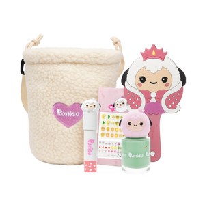 뿌띠슈 어린이 화장품 핸드백 가방 세트 초등학생 여아 5종 선물세트 뽀글이 가방+손거울+립크레용+매니큐어 네일+스티커, 1개, 뽀글이가방 세트