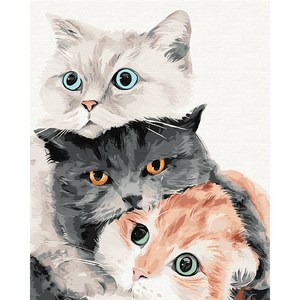 플레이어바웃 유화 피포페인팅 DIY 명화 그리기 40 x 50 cm 고양이 패밀리, 혼합색상, 1개