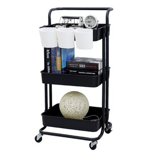 21세기트랜드 샤프 핸들 트롤리 3단 + 미니 바스켓 3p, 블랙, 3단