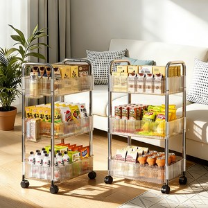 디엔피오 트롤리 이동식 아크릴 360도 회전 카트 이동식 트롤리 수납함