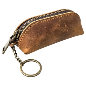 월드크린 프리미엄 가죽 도장 미니 파우치, 브라운