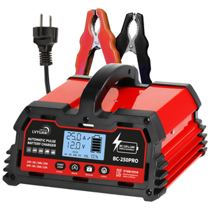 루앤 차량용 배터리 충전기 오토바이 화물차 트럭 스마트 자동 초고속충전, 2개, BC-250 PRO  12V24V-5A/10A/25A