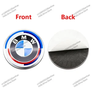 4개 세트 56mm 휠 센터 캡 스티커 BMW E46 E90 F10 X5 50주년 기념 블루 블랙 엠블럼 림 데칼