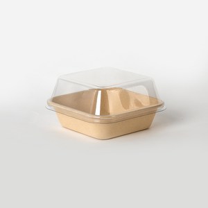 B003-D 오픈형 펄프 용기 크라프트 SET 1박스 600개 / 142x142x40mm