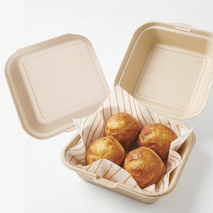 서흥이앤팩 일체형 펄프 용기 햄버거 사이즈 크라프트 버터떡포장 상하이버터떡용기케이스