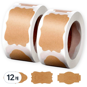 어썸굿즈 크라프트 정리 라벨 3종 롤 스티커, 150개입, 12개