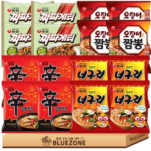 농심 봉지라면 A세트 신라면4 너구리4 짜파게티4 오징어짬뽕4 라스4, 16개