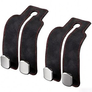 SEAMETAL 듀얼후크 자동차 후크걸이 헤드레스트 고리 걸쇄 행거 휴대폰거치 가방 봉지, 인조 스웨이드+메탈소재, 블랙, 2개