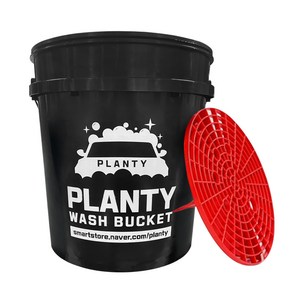 월드크린 플렌티 세차 버킷 + 그릿가드 세트, 18L, 블랙 + 레드
