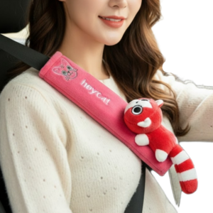 더벨류 폭신착용 목편안 고양이 안전벨트커버, 2개, 핑크