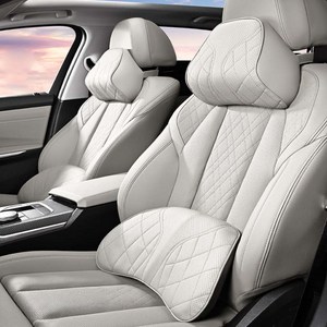 크로니클 웹라인 프리미엄 전체 차량 호환 목 쿠션 + 요추 쿠션 세트, 화이트, 1세트