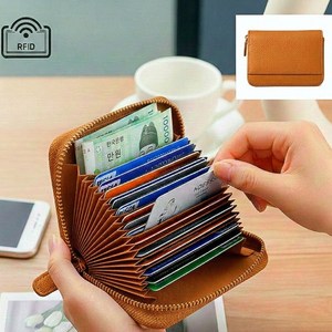 ALSOON. 최고급 소가죽 아코디언 RFID 해킹방지 슬림 지갑