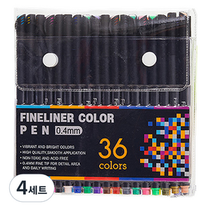 코히미 피그먼트 파인라이너 컬러펜 세트 0.4mm, 4세트, 36색