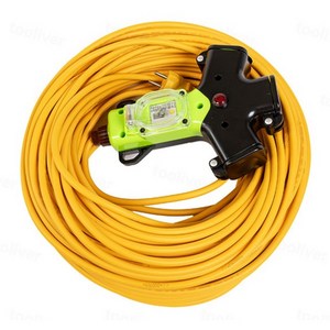 방우 전기 콘센트 3구 산업용 캠핑용 누전차단 멀티탭 작업선, 1개, 50m, 녹색