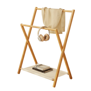 마일드하우스 휴대용 접이식 원목 미니 스탠드 행거 2단