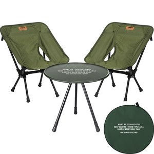 KEEP 캠핑 라운드 타입 사이드 테이블 + 초 미니 경량 캠핑 의자 2p