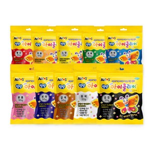 아모스 탱탱 아이클레이 키즈 50g 10색 세트, 10색(검정노랑파랑빨강흰색보라갈색초록주황핑크, 50g, 1개