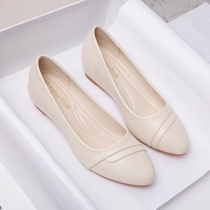 여성용 캐주얼 플랫슈즈 가죽 통굽 발편한 키높이 로퍼 3cm