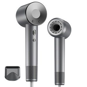 RichMagic 초고속 음이온 무엽 드라이어 12가지 모드 BLDC 가정용 드라이기 1600W+자기흡입노즐, 단일상품, 아이언 블랙