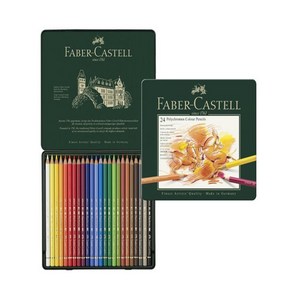 딜리고 파버카스텔 전문가용 유성색연필 24색 폴리크로모스 컬러+틴케이스 전문가색연필 파버색연필 전문가용색연필
