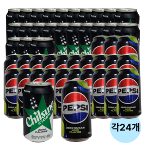 칠성사이다 제로, 355ml, 24개 + 펩시 제로슈거 라임, 355ml, 24개