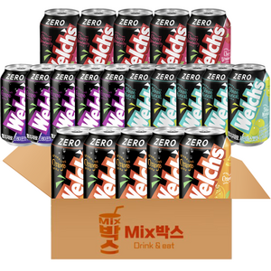 [믹스박스] 웰치스 제로 (포도, 샤인머스캣, 체리, 오렌지) 4종 세트, 20개입, 2세트, 355ml