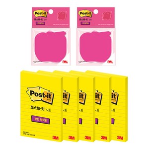 쓰리엠 포스트잇 강한 점착용 노트 660 5p + 다이컷 노트 사과 2p 세트, 그리움노랑, 1세트