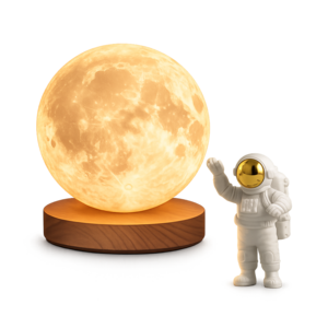 회전 달 무드등 18cm 회전형 달 무드등 + 우주인 피규어 세트 (3단 밝기조절, USB)
