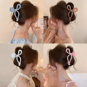 ZMBIRD 4종 예쁜 올림머리 리본 헤어 집게핀 대형 N56