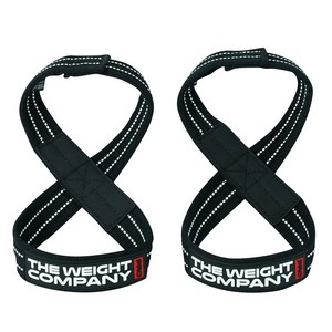 더웨이트컴퍼니 8자 리프팅 헬스 스트랩, 1세트, 블랙앤화이트