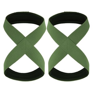 잇곰 보호하곰 헬스 파워 리프팅 8자 그립 스트랩, 카키, 1세트