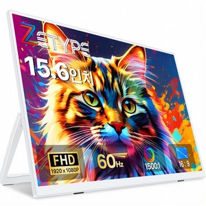 ZETYPE 15.6inch 휴대용 모니터 FHD IPS패널 포터블 모니터 HDR, 화이트-노터치, 39.62cm