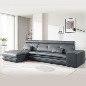 꼬마나무100%국내제작 이태리천연면피통가죽 소가죽4인쇼파, 그레이