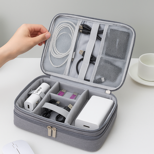 루움 휴대간편 깔끔정리 충전기 케이블 파우치, 1개, 그레이