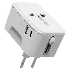누아트 해외 여행용 멀티 어댑터 2포트 C타입 + USB 포트 화이트