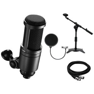 오디오테크니카 AT2020 보컬 레코딩 방송용 콘덴서 마이크 세트