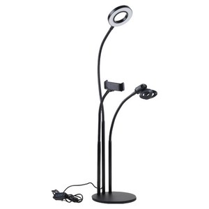 컴스 LED 원형 램프 앤 스마트폰 마이크 스탠드 3 in 1  플렉시블 탁상 거치 링 라이트 BB214