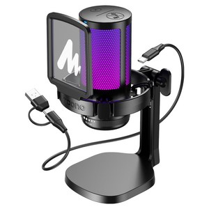 마오노 원터치 노이즈캔슬링 USB 콘덴서 방송용 녹음용 게이밍 마이크, DGM20, 블랙