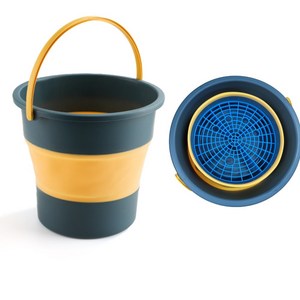 접이식 세차 버킷 그릿가드 세트, 그린옐로우, 16.8L