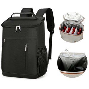 YOPENCE 아웃도어 다용도 보온보냉 백팩 쿨러 보냉가방 25L, 블랙, 1개