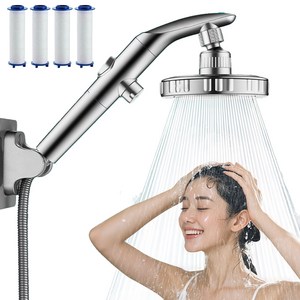 ANTIFLOW 샤워기헤드 필터 호스 세트 수압상승, 실버, 1개