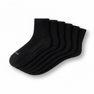 Eclatte 쿠션 양말 스포츠 러닝 발바닥 이중쿠션 6켤레, 6개, 블랙